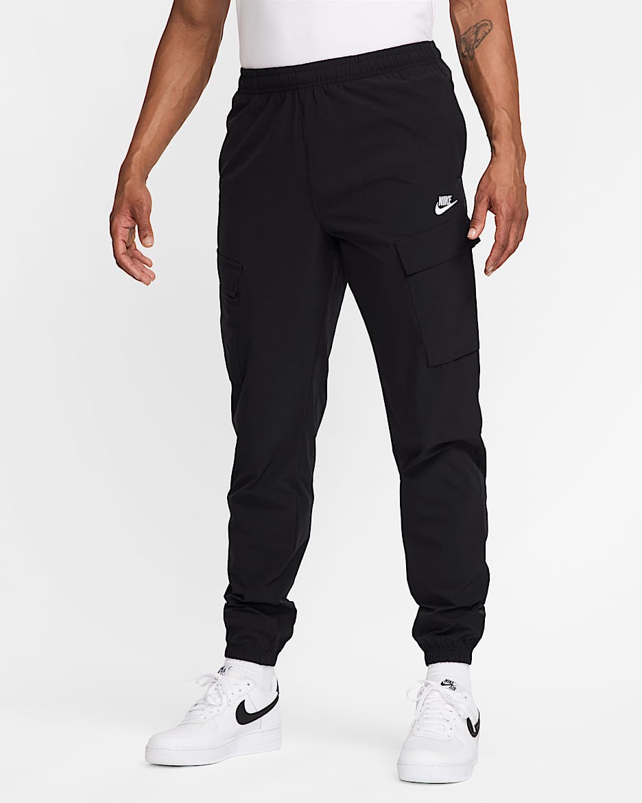 Nike Sportswear Club Men s Woven Cargo Trousers Black Nylon Elastane